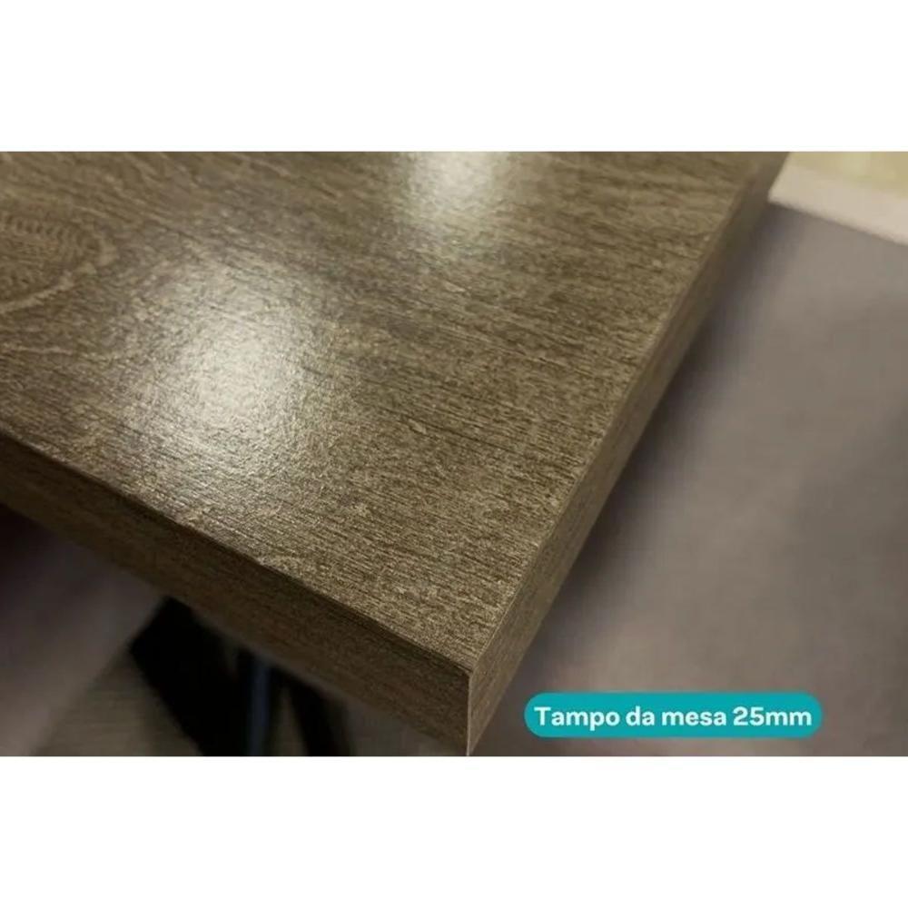 Sala De Jantar Completa 1586 Aço C- Tampo Madeirado 120x80cm E 4 Cadeiras 1700 Preto-freijo - Corano Preto - Carraro - 4