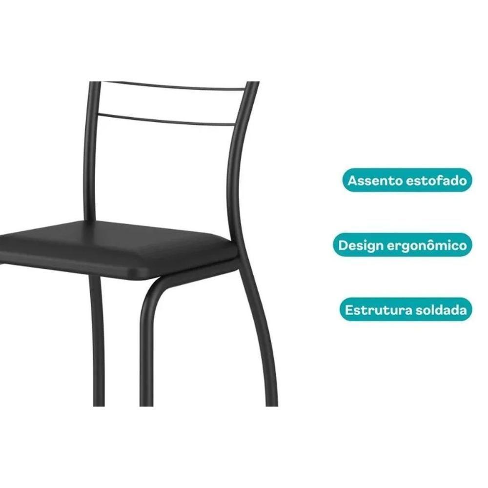 Sala De Jantar Completa 1586 Aço C- Tampo Madeirado 120x80cm E 4 Cadeiras 1700 Preto-freijo - Corano Preto - Carraro - 7