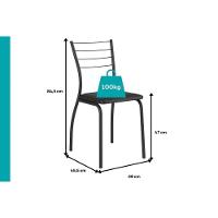 Sala De Jantar Completa 1586 Aço C- Tampo Madeirado 120x80cm E 4 Cadeiras 1700 Preto-freijo - Corano Preto - Carraro - 2