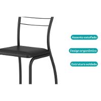 Sala De Jantar Completa 1586 Aço C- Tampo Madeirado 120x80cm E 4 Cadeiras 1700 Preto-freijo - Corano Preto - Carraro - 7