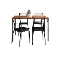 Sala De Jantar Completa 1586 Aço C- Tampo Madeirado 120x80cm E 4 Cadeiras 1700 Preto-freijo - Corano Preto - Carraro - 9