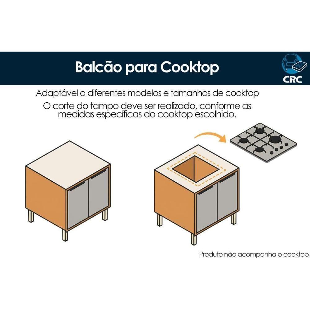 Balcão De Cozinha P- Cooktop Esplêndida C- 2 Portas 80cm Cinamomo-off White - Mgm - 4