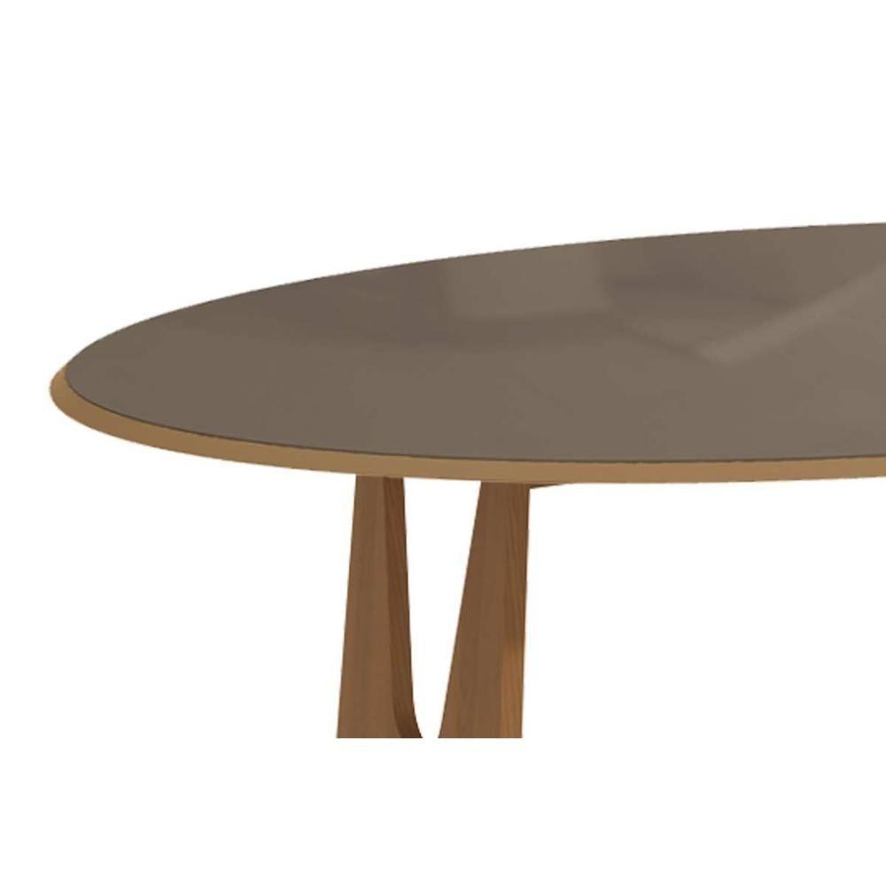 Mesa De Sala Jantar Mila Madeira Maciça C- Tampo Madeirado C- Vidro 180x105cm Carvalho-freijo Bronze - Kappesberg - 5