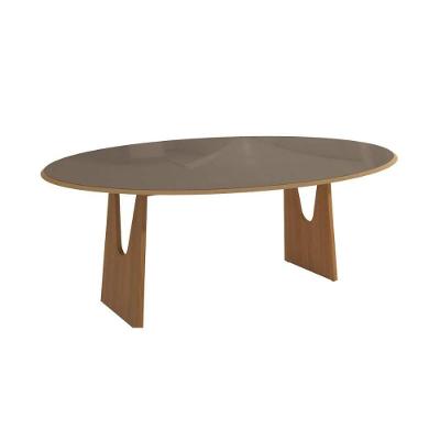 Mesa De Sala Jantar Mila Madeira Maciça C- Tampo Madeirado C- Vidro 180x105cm Carvalho-freijo Bronze - Kappesberg