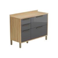 Balcão De Cozinha C- Tampo Syrah C- 2 Portas E 3 Gavetas 120cm Amendoa-grafite - Ronipa - 1