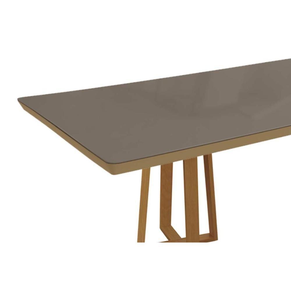 Mesa De Sala Jantar Elma Madeira Maciça C- Tampo Madeirado C- Vidro 200x100cm Carvalho-preto Fosco - Kappesberg - 5