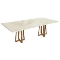 Mesa De Sala Jantar Elma Madeira Maciça C- Tampo Madeirado C- Vidro 200x100cm Carvalho-off White - Kappesberg - 1