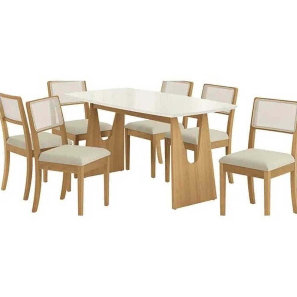 Mesa De Sala Jantar Mila Premium Madeira Maciça C- Tampo Madeirado C- Vidro 170x90cm Carvalho-freijo Bronze - Kappesberg - 6