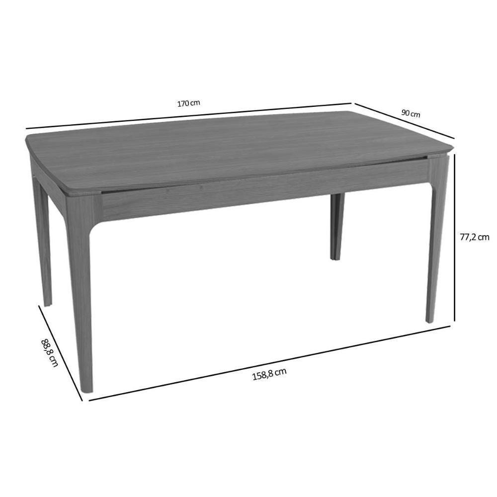 Mesa De Sala Jantar Mira Madeira Maciça C- Tampo Madeirado 170x90cm Carvalho-canela - Kappesberg - 2