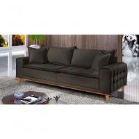 Sofá Fixo Orfeu 3 Lugares Luxo 1,80m Castellar Móbile Veludo Chumbo - 2