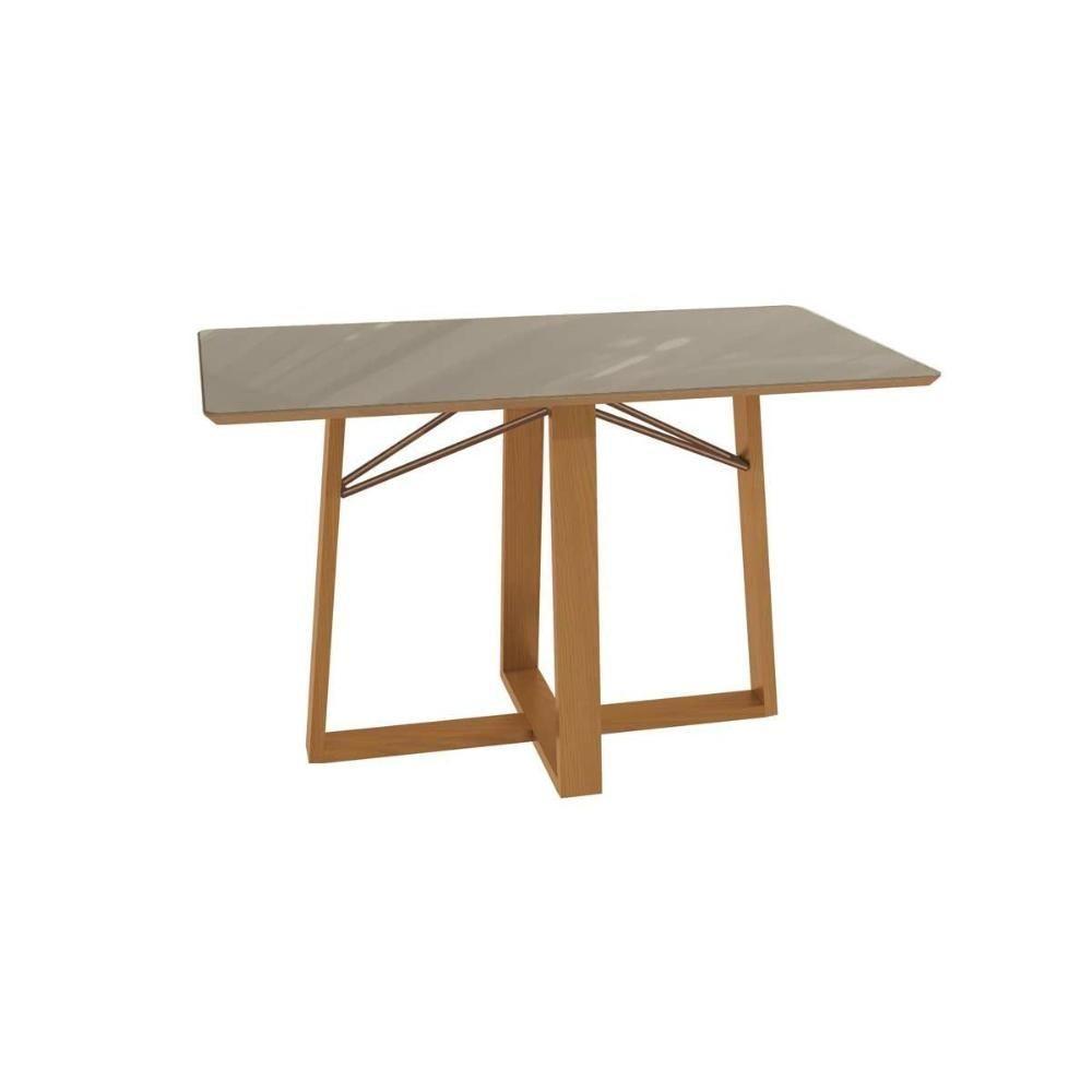 Mesa De Sala Jantar Elma Premium Madeira Maciça C- Tampo Madeirado C- Vidro 160x90cm Carvalho-freijo Bronze - Kappesberg - 1