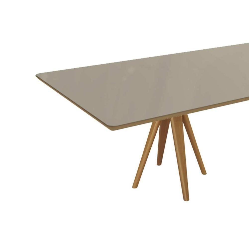 Mesa De Sala Jantar Duna Madeira Maciça C- Tampo Madeirado C- Vidro 200x100cm Carvalho-off White - Kappesberg - 5