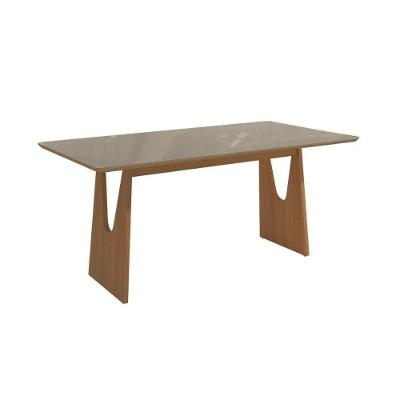 Mesa De Sala Jantar Mila Premium Madeira Maciça C- Tampo Madeirado C- Vidro 160x90cm Carvalho-freijo Bronze - Kappesberg