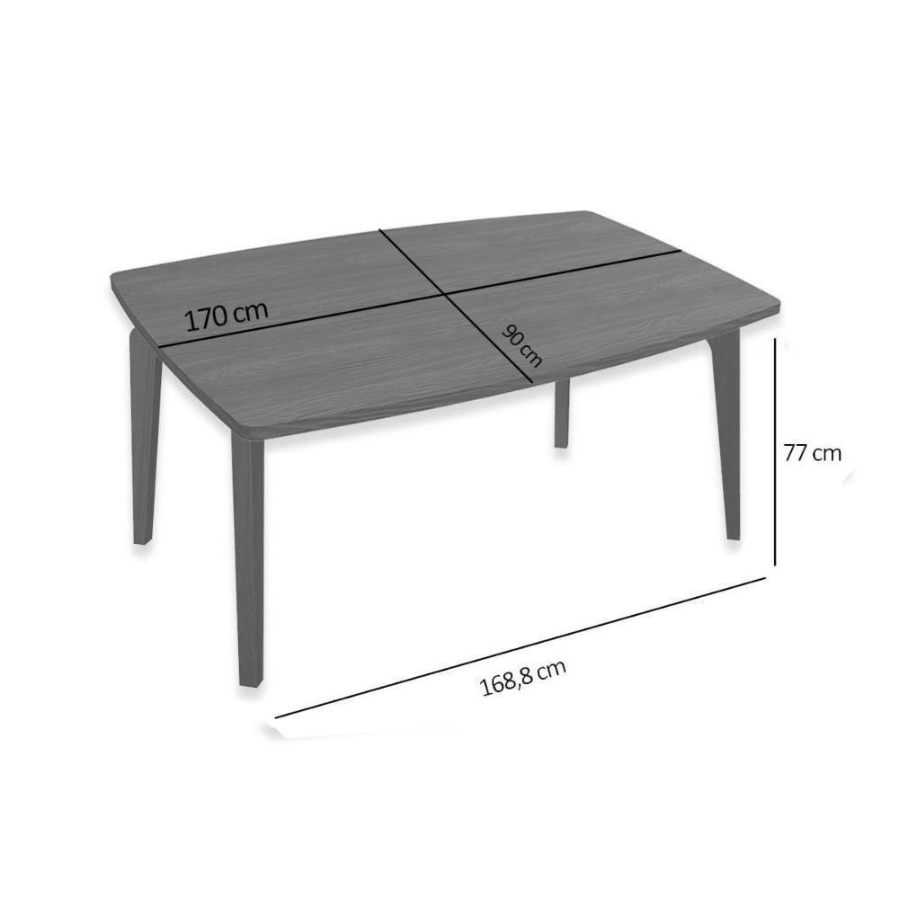 Mesa De Sala Jantar Petra Madeira Maciça C- Tampo Madeirado 170x90cm Carvalho-canela - Kappesberg - 2