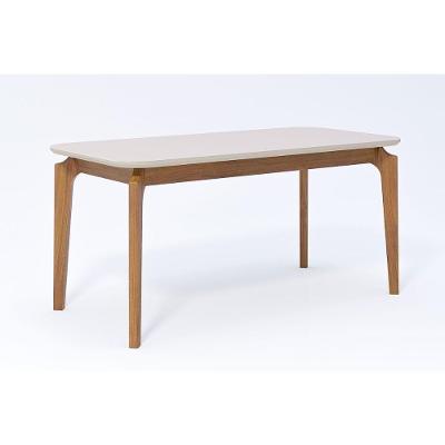 Mesa De Sala Jantar Ficus C- Tampo Madeirado Vidro 160x80cm Carvalho-off White - Cimol