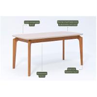 Mesa De Sala Jantar Ficus C- Tampo Madeirado Vidro 160x80cm Carvalho-off White - Cimol - 2