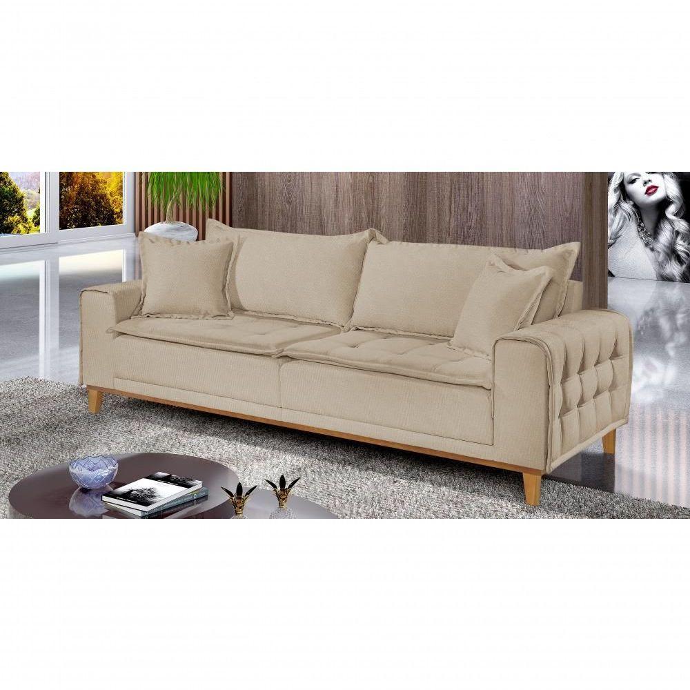 Sofá Fixo Orfeu 3 Lugares Luxo 2,00m Castellar Móbile Linho Bege - 4