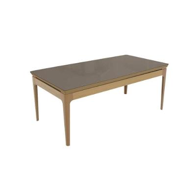 Mesa De Sala Jantar Mira Madeira Maciça C- Tampo Madeirado C- Vidro 200x100cm Carvalho-freijo Bronze - Kappesberg