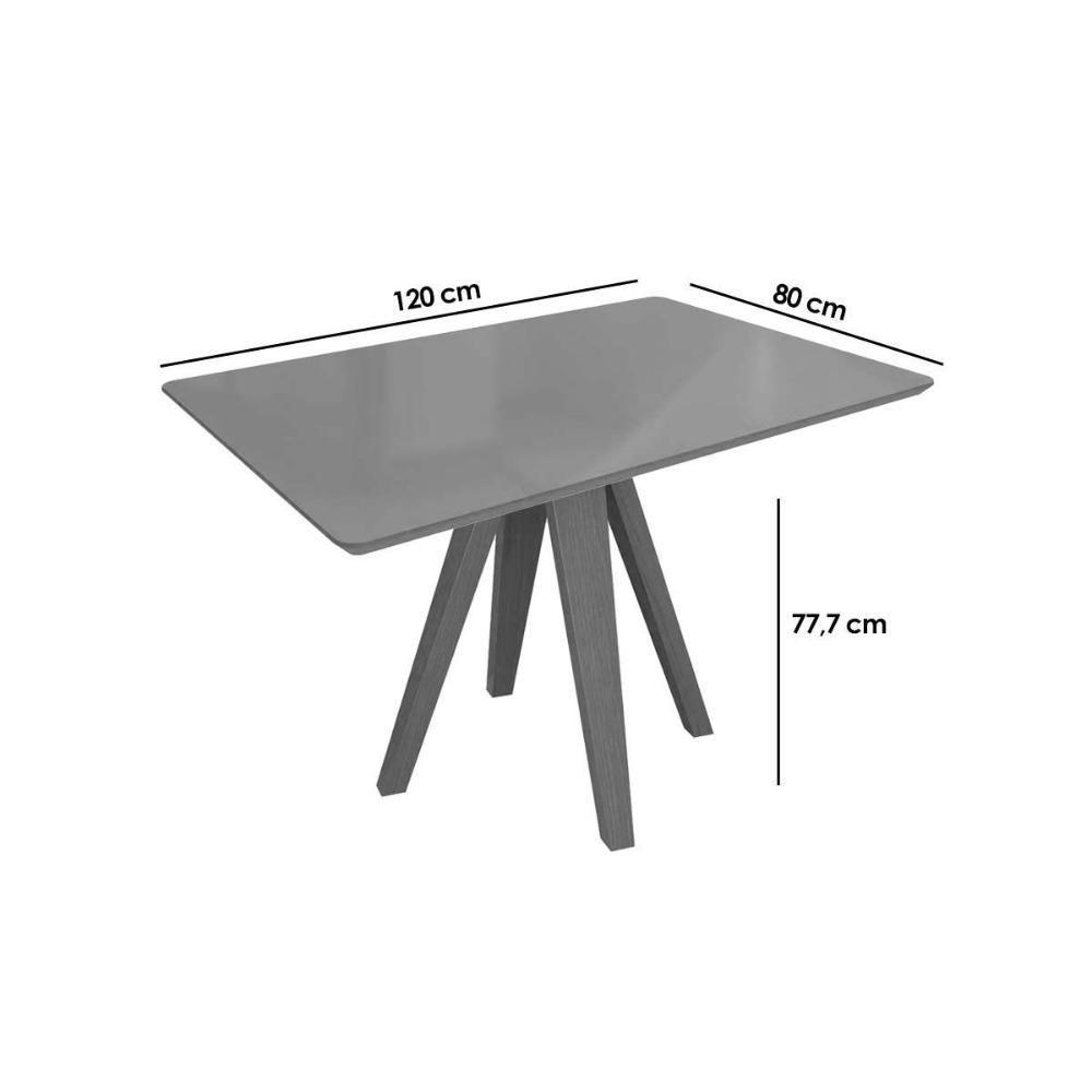 Mesa De Sala Jantar Duna Madeira Maciça C- Tampo Madeirado C- Vidro 120x80cm Carvalho-freijo Bronze - Kappesberg - 3