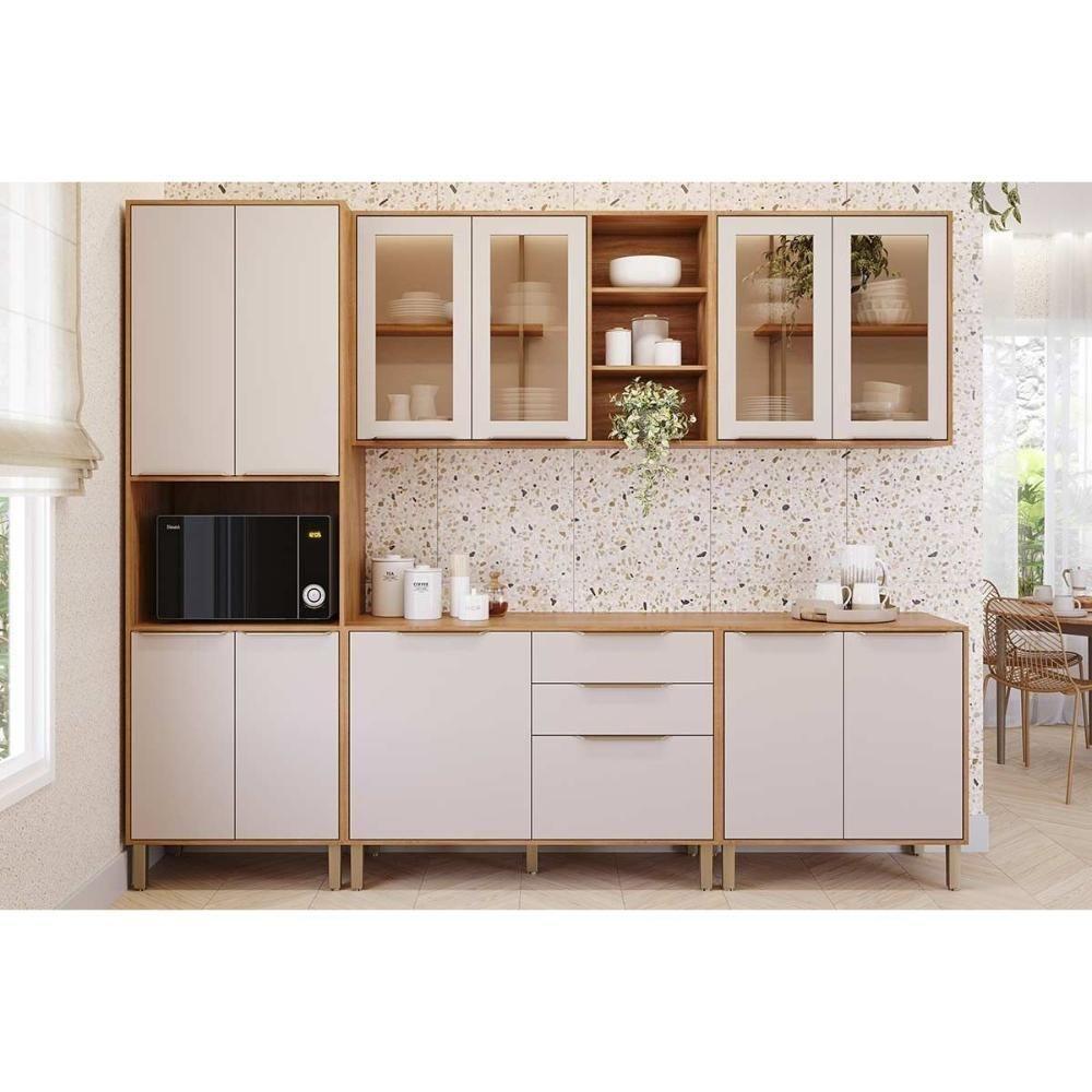 Balcão De Cozinha C- Tampo Brilhante C- 2 Portas 80cm Cinamomo-platina - Mgm - 6