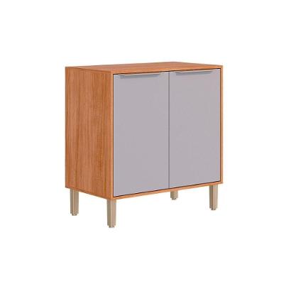 Balcão De Cozinha C- Tampo Brilhante C- 2 Portas 80cm Cinamomo-platina - Mgm
