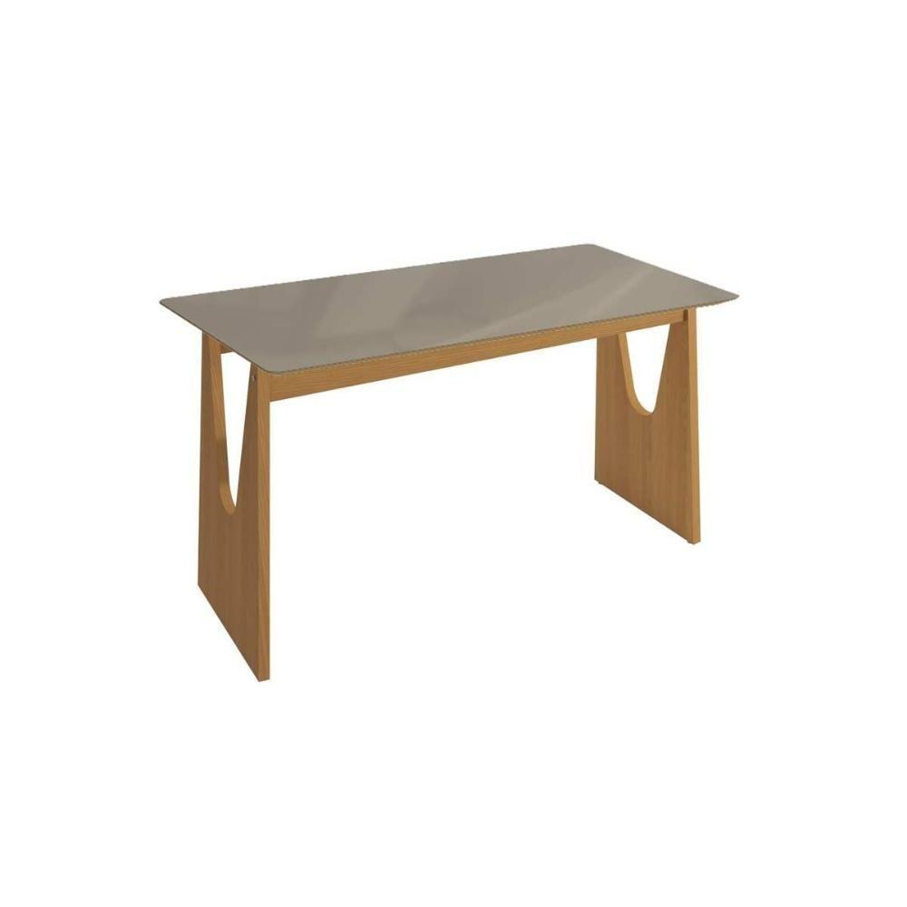 Mesa De Sala Jantar Mila Premium Madeira Maciça C- Tampo Madeirado C- Vidro 120x80cm Carvalho-freijo Bronze - Kappesberg - 1