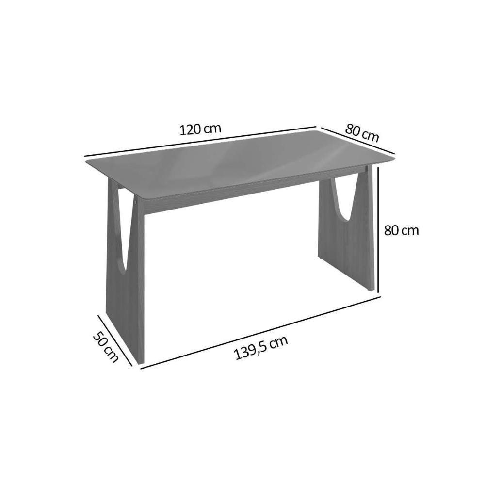 Mesa De Sala Jantar Mila Premium Madeira Maciça C- Tampo Madeirado C- Vidro 120x80cm Carvalho-freijo Bronze - Kappesberg - 2