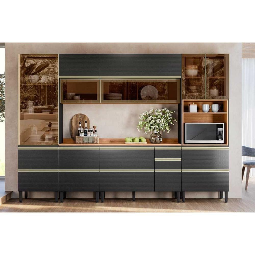 Balcão De Cozinha P- Pia Proença C- 1 Porta E 4 Gavetas S- Tampo 120cm Nogueira-carbono Prime Tx - Demóbile - 9