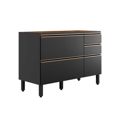 Balcão De Cozinha P- Pia Proença C- 1 Porta E 4 Gavetas S- Tampo 120cm Nogueira-carbono Prime Tx - Demóbile