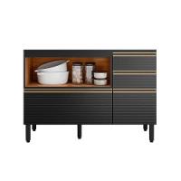 Balcão De Cozinha P- Pia Proença C- 1 Porta E 4 Gavetas S- Tampo 120cm Nogueira-carbono Prime Tx - Demóbile - 2