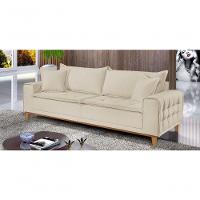 Sofá Fixo Orfeu 3 Lugares Luxo 2,00m Castellar Móbile Linho Bege Claro - 4