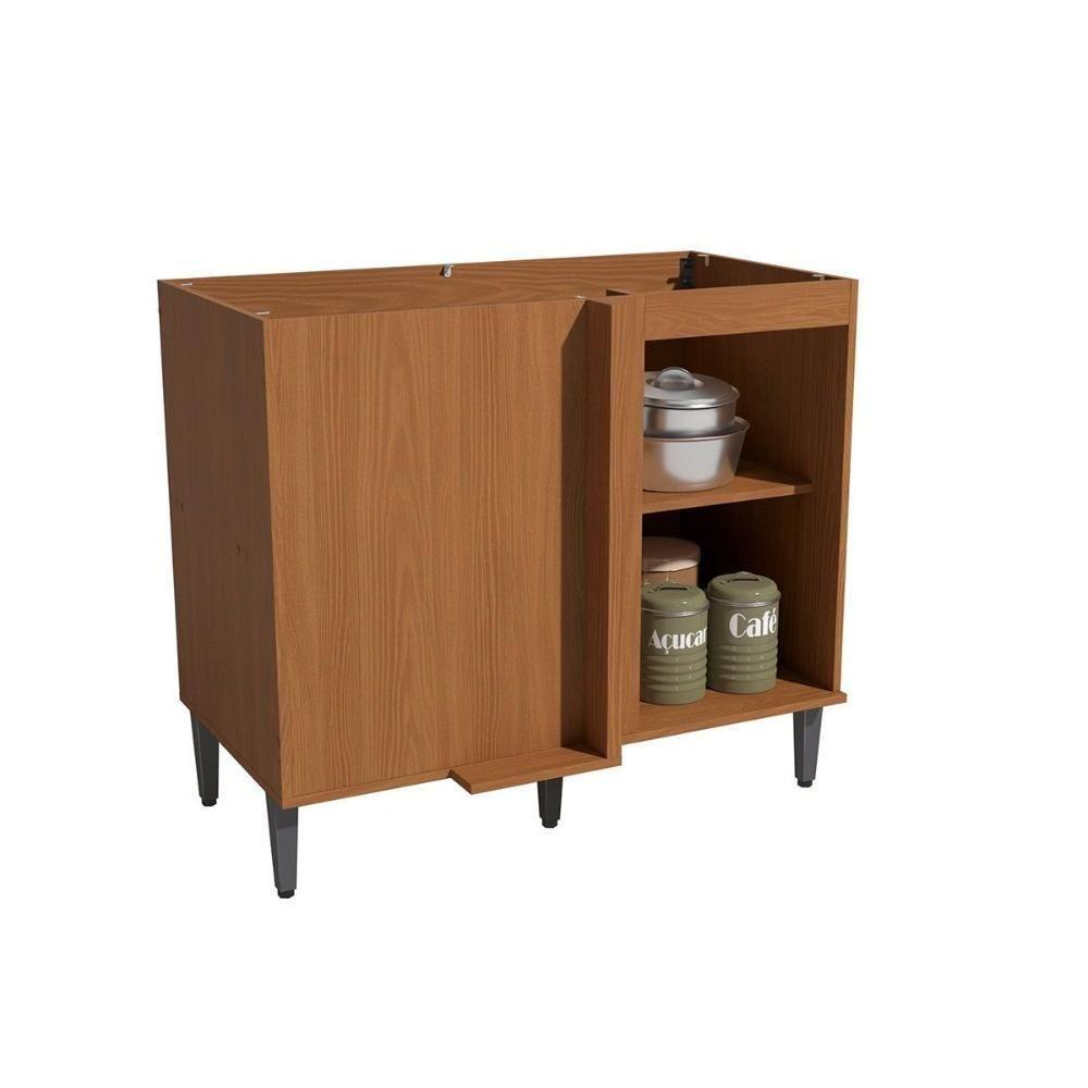 Balcão De Cozinha Canto Reto Linna T723 C- 1 Porta S- Tampo 98cm Canela-grafite - Kappesberg - 5