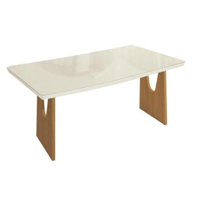 Mesa De Sala Jantar Mila Premium Madeira Maciça C- Tampo Madeirado C- Vidro 200x100cm Carvalho-off White - Kappesberg