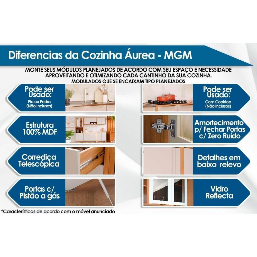 Balcão De Cozinha C- Tampo áurea C- 2 Portas E 2 Gavetas 120cm Cinamomo-titanium - Mgm - 2