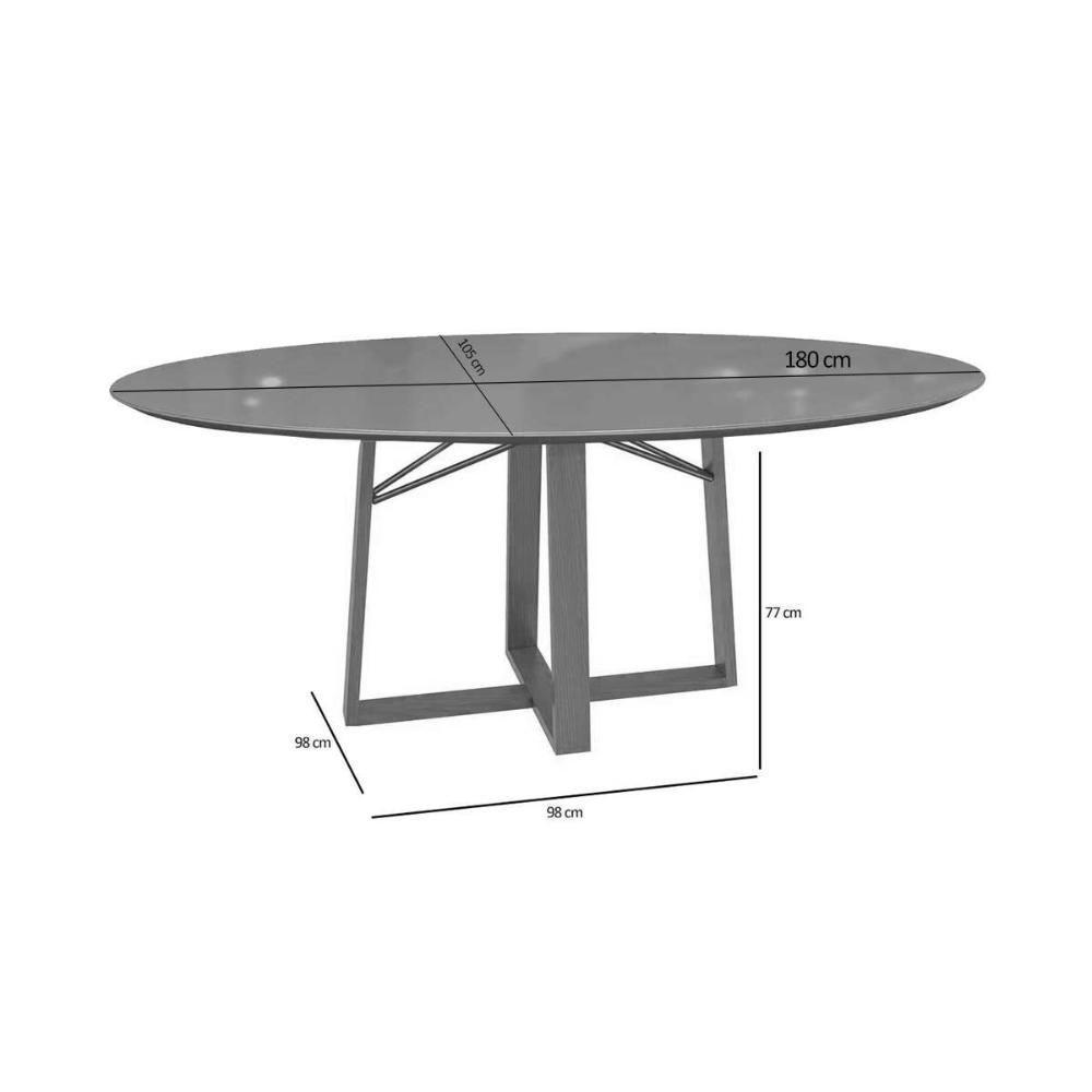 Mesa De Sala Jantar Elma Premium Madeira Maciça C- Tampo Madeirado C- Vidro 180x105cm Carvalho-off White - Kappesberg - 2