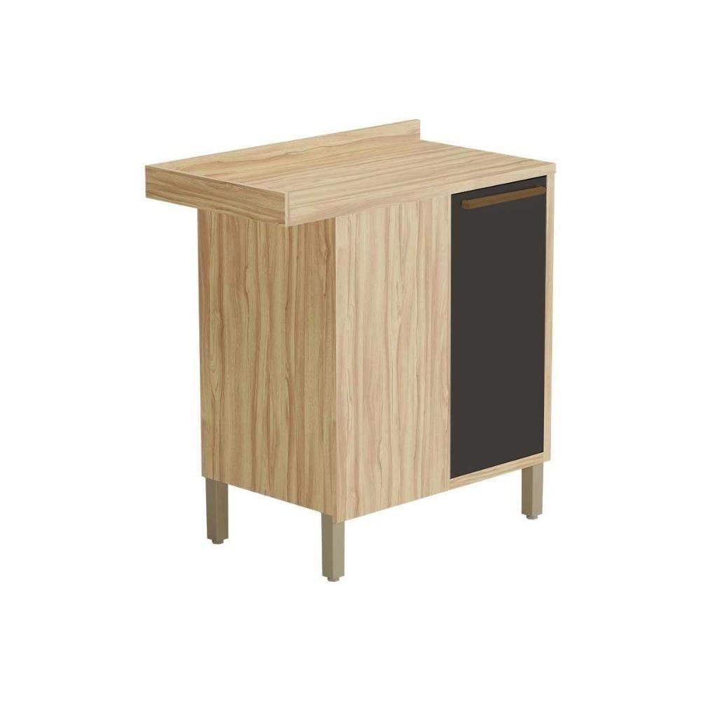 Balcão De Cozinha C- Tampo Canto Syrah C- 1 Porta 48cm Amendoa-grafite - Ronipa - 1