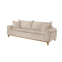 Sofá Fixo Orfeu 3 Lugares Luxo 1,80m Castellar Móbile Veludo Bege Claro - 1