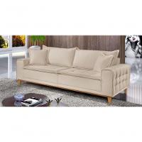 Sofá Fixo Orfeu 3 Lugares Luxo 1,80m Castellar Móbile Veludo Bege Claro - 7