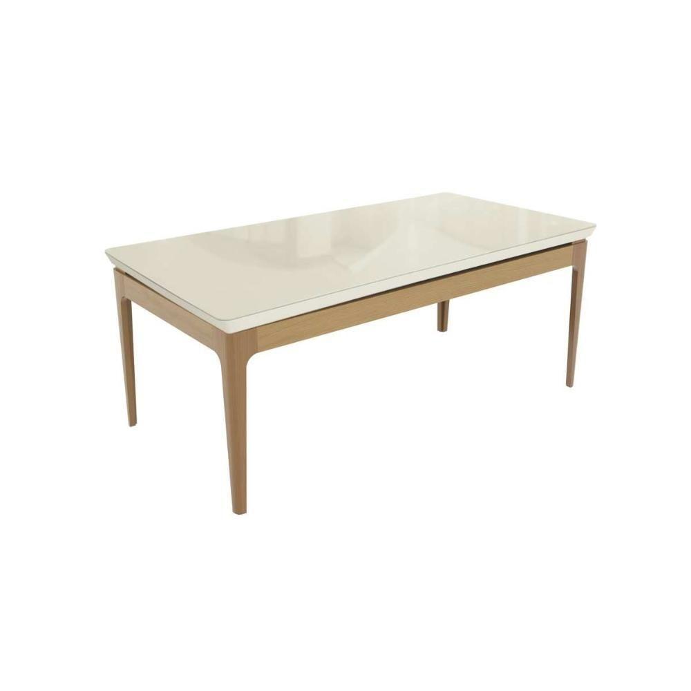 Mesa De Sala Jantar Mira Madeira Maciça C- Tampo Madeirado C- Vidro 200x100cm Carvalho-off White - Kappesberg - 1