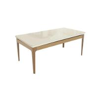 Mesa De Sala Jantar Mira Madeira Maciça C- Tampo Madeirado C- Vidro 200x100cm Carvalho-off White - Kappesberg - 1