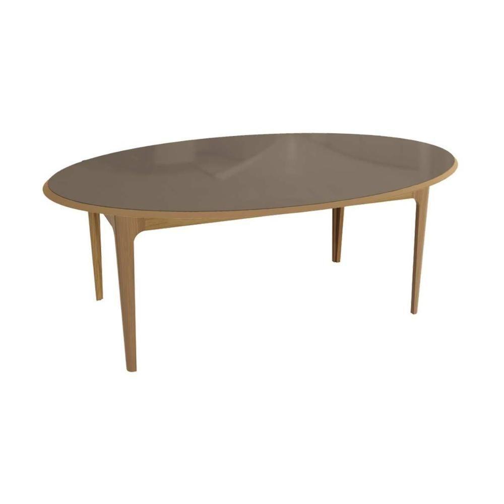 Mesa De Sala Jantar Mira Madeira Maciça C- Tampo Madeirado C- Vidro 180x105cm Carvalho-freijo Bronze - Kappesberg - 1