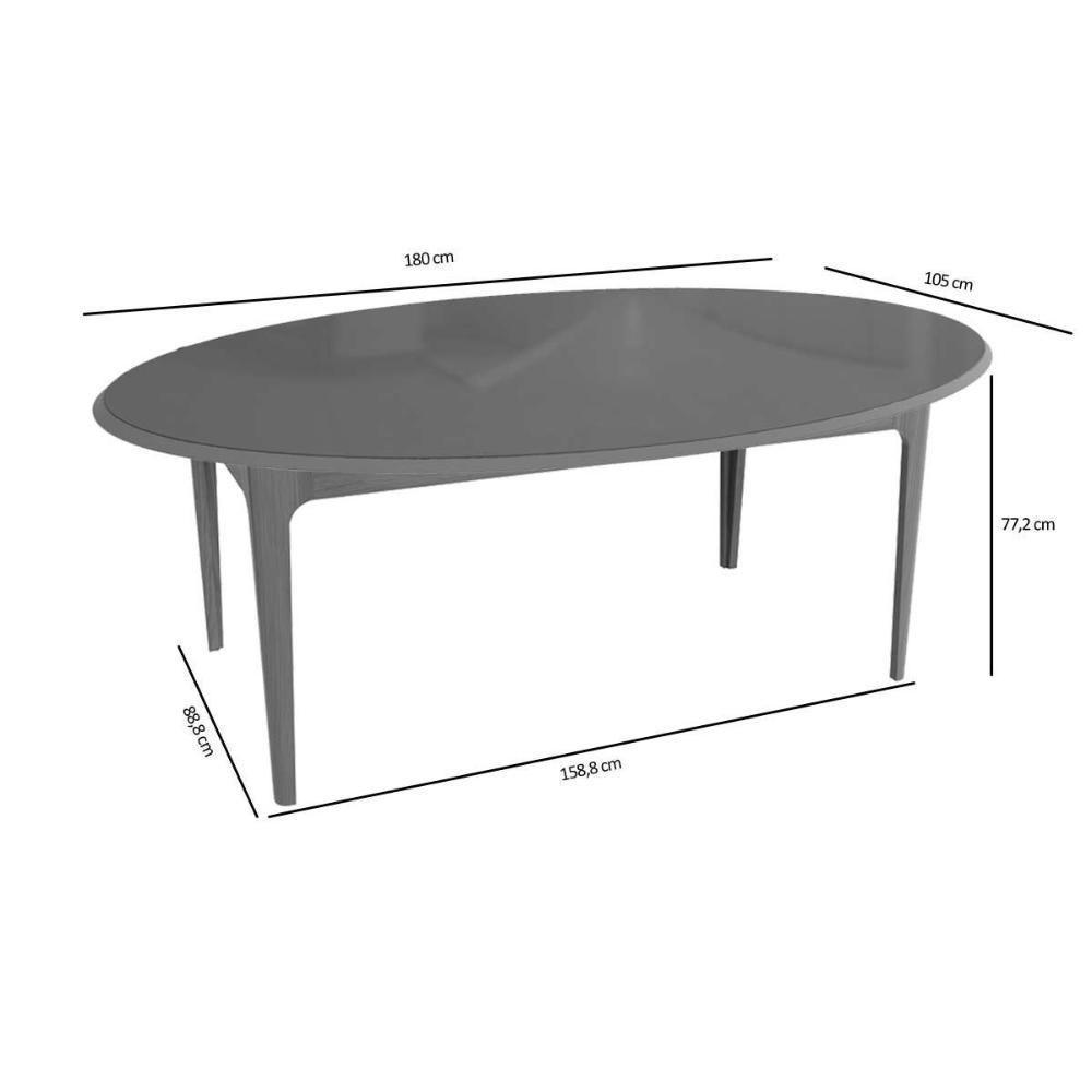 Mesa De Sala Jantar Mira Madeira Maciça C- Tampo Madeirado C- Vidro 180x105cm Carvalho-freijo Bronze - Kappesberg - 2