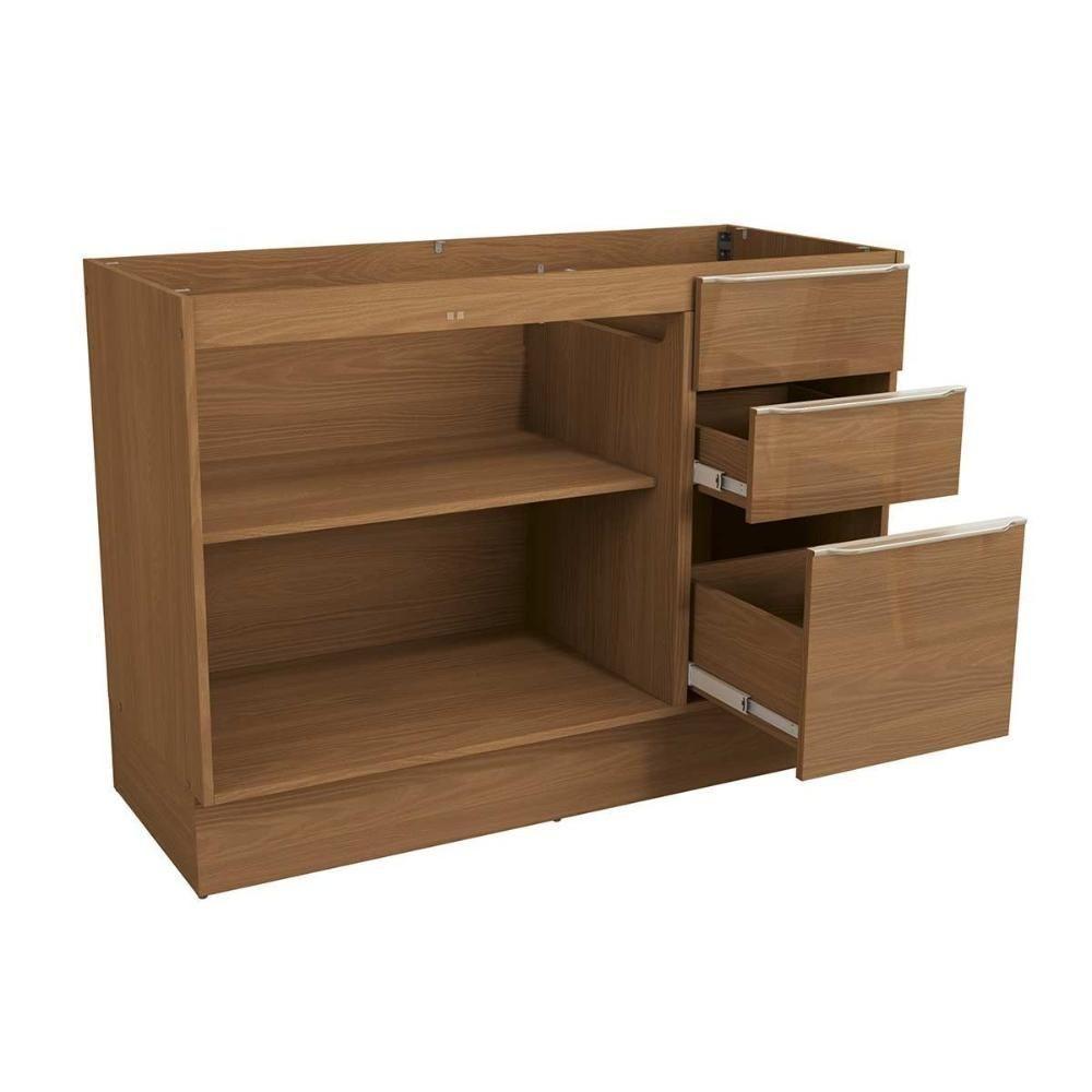 Balcão De Cozinha Vibra T625 C- 2 Portas E 3 Gavetas S- Tampo 120cm Canela Lacca - Kappesberg - 4