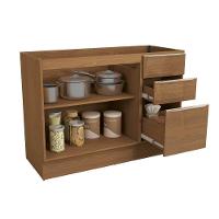 Balcão De Cozinha Vibra T625 C- 2 Portas E 3 Gavetas S- Tampo 120cm Canela Lacca - Kappesberg - 3