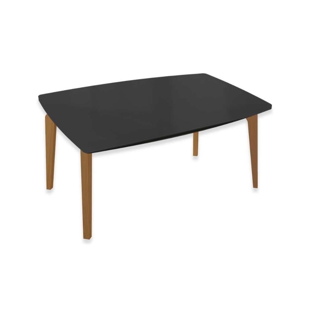 Mesa De Sala Jantar Mira Madeira Maciça C- Tampo Madeirado C- Vidro 170x90cm Carvalho-preto Fosco - Kappesberg - 1
