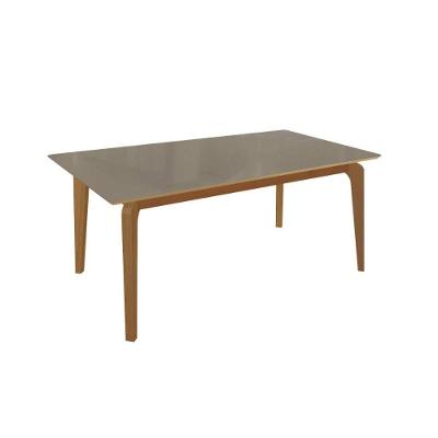 Mesa De Sala Jantar Petra Madeira Maciça C- Tampo Madeirado C- Vidro 180x105cm Carvalho-freijo Bronze - Kappesberg