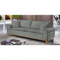 Sofá Fixo Orfeu 3 Lugares Luxo 1,80m Castellar Móbile Linho Cinza - 6