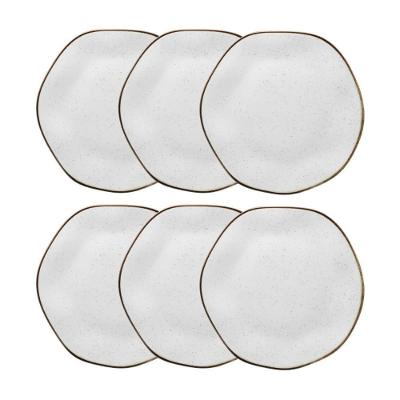 Conjunto 6 Pratos Rasos 22,5 Cm Ryo Maresia Porcelana Oxford