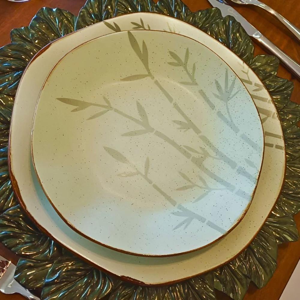 Conjunto 2 Pratos Fundos 22,5 Cm Ryo Bambu Porcelana Oxford - 2