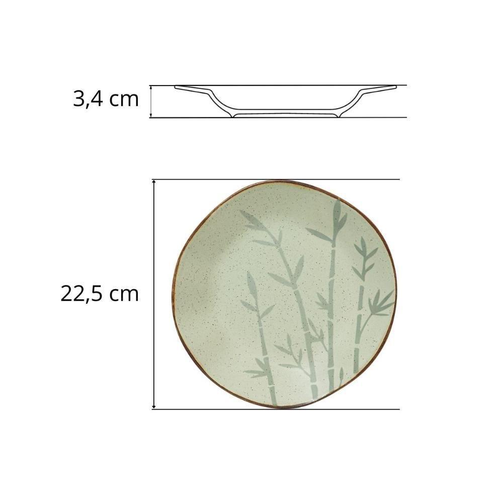 Conjunto 2 Pratos Fundos 22,5 Cm Ryo Bambu Porcelana Oxford - 4